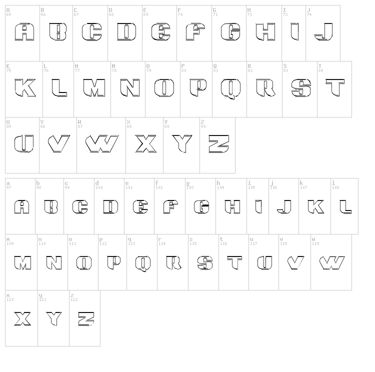 Grotesca 3D font map